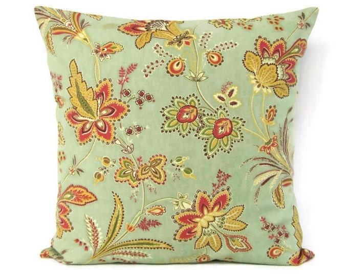 Green Cushion Cover Olive Coral Taupe Green Throw Pillow Zipper Sage Floral Pillow Cover Sage Green Pillow Green Floral Pillow