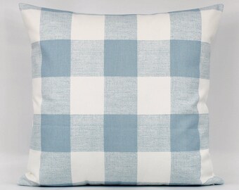 Blue Gingham Pillow Etsy
