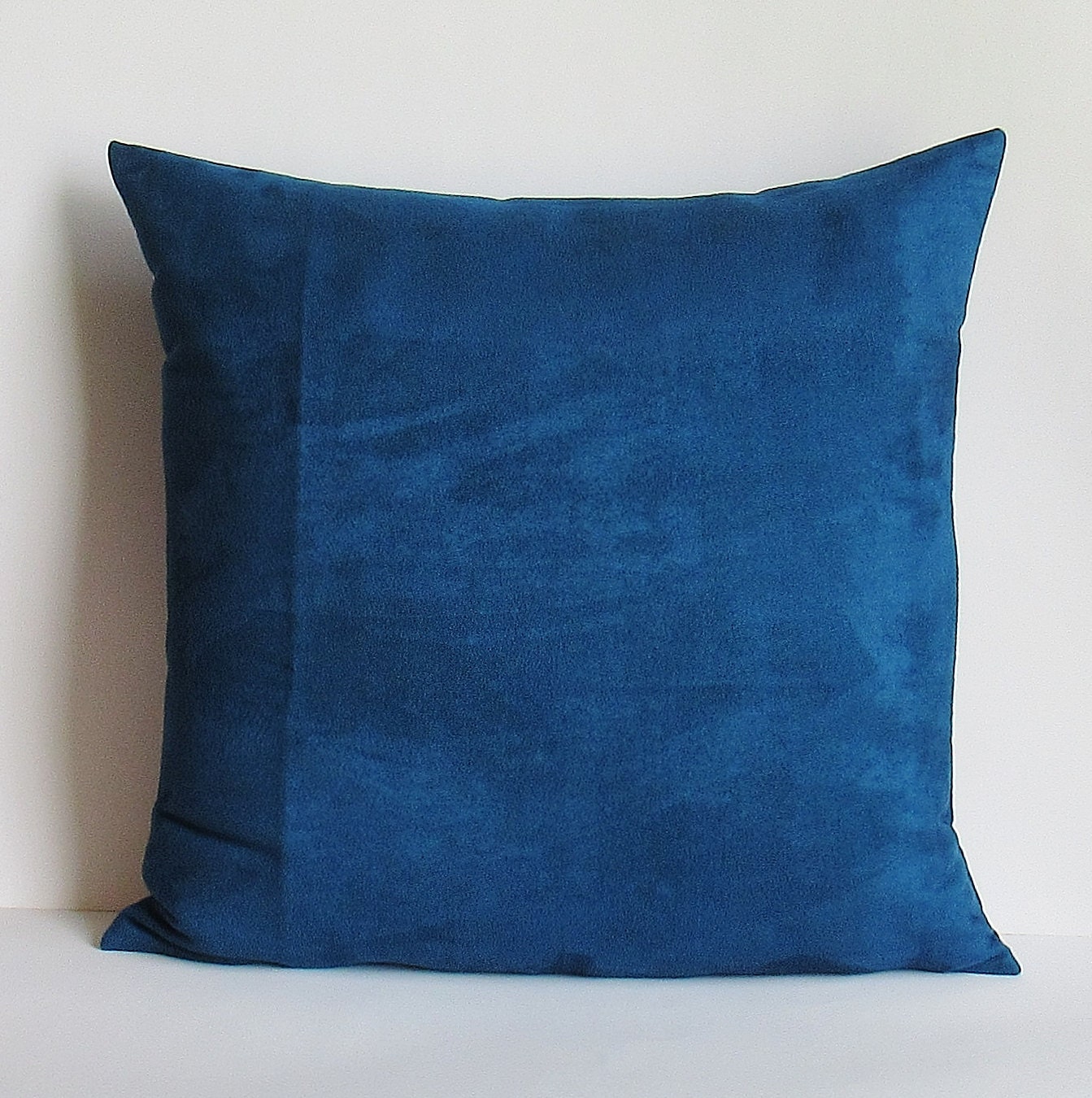 Blue Suede Pillow Cover Decorative Throw Teal Accent Toss Sofa Etsy