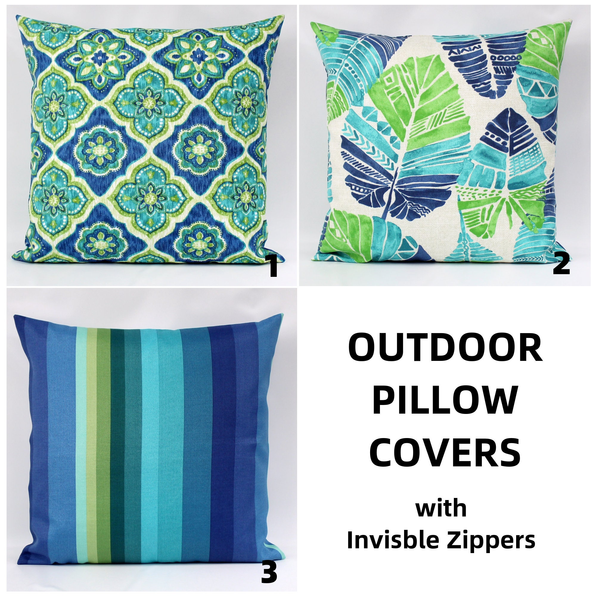 Blue Green Outdoor Pillow Cover Colorful Outdoor Pillow Etsy UK