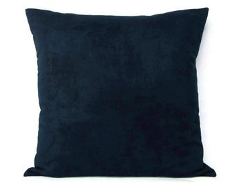 Navy Suede Pillow Cover, Navy Blue Pillow, Indigo Pillow, Navy Lumbar Pillow, Azure, Navy Cushion Cover, Midnight, Solid Navy Pillow, Zipper