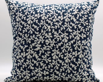 Navy Blue Coastal Throw Pillow Cover, Beachy Decor, Beach House Decor, Nautical Pillow Cover, Beach, Nautical, Beachy, Seaweed, Zipper
