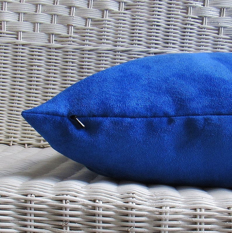 Cobalt Suede Pillow Cover Royal Blue Suede Pillow Cover Blue Etsy Canada