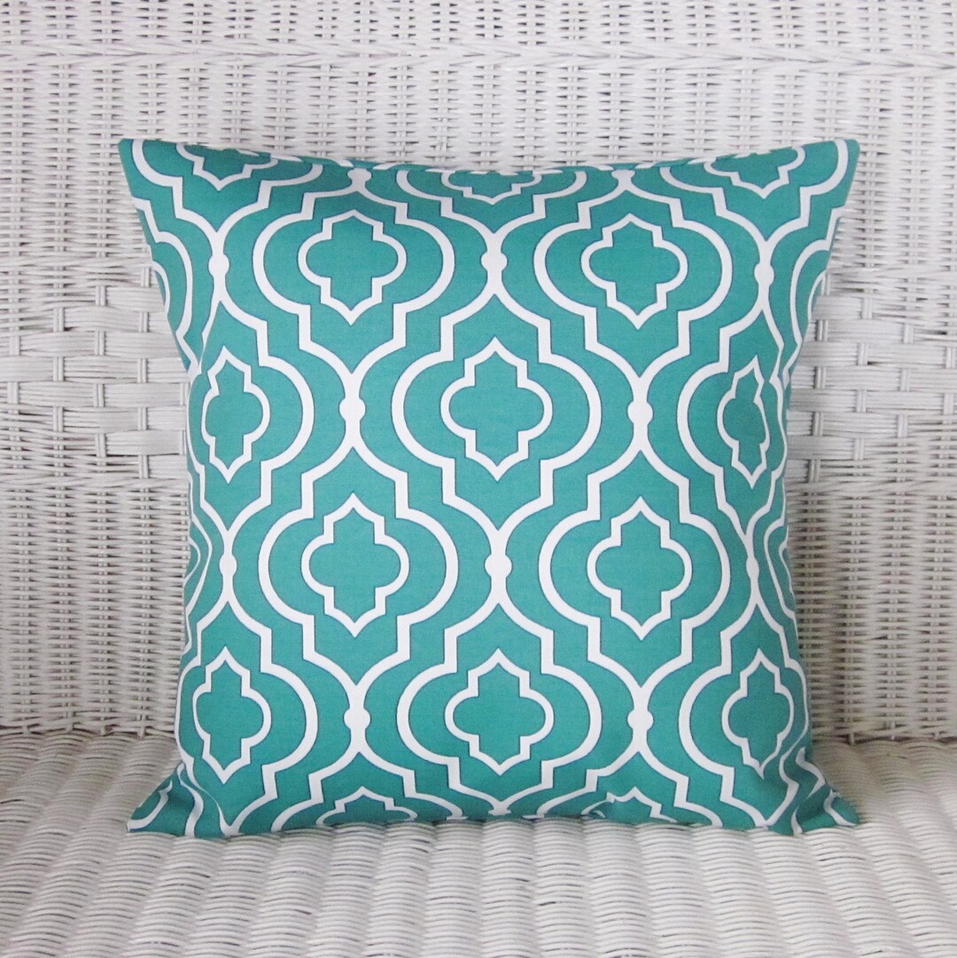 Turquoise Outdoor Pillow Cover, Green Outdoor Pillow, Turquoise Porch