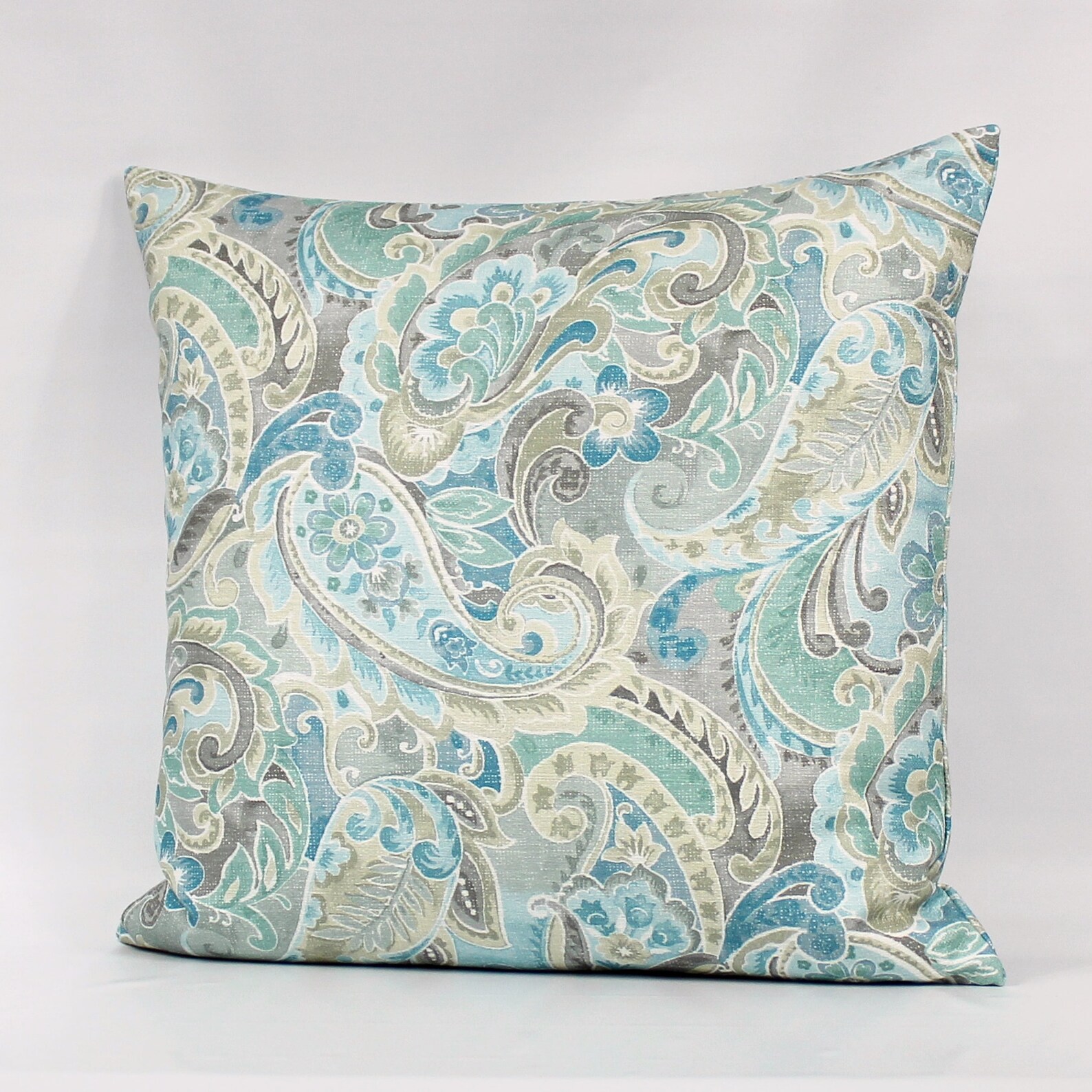Blue Paisley Pillow Cover Blue Throw Pillow Cover Aqua Etsy