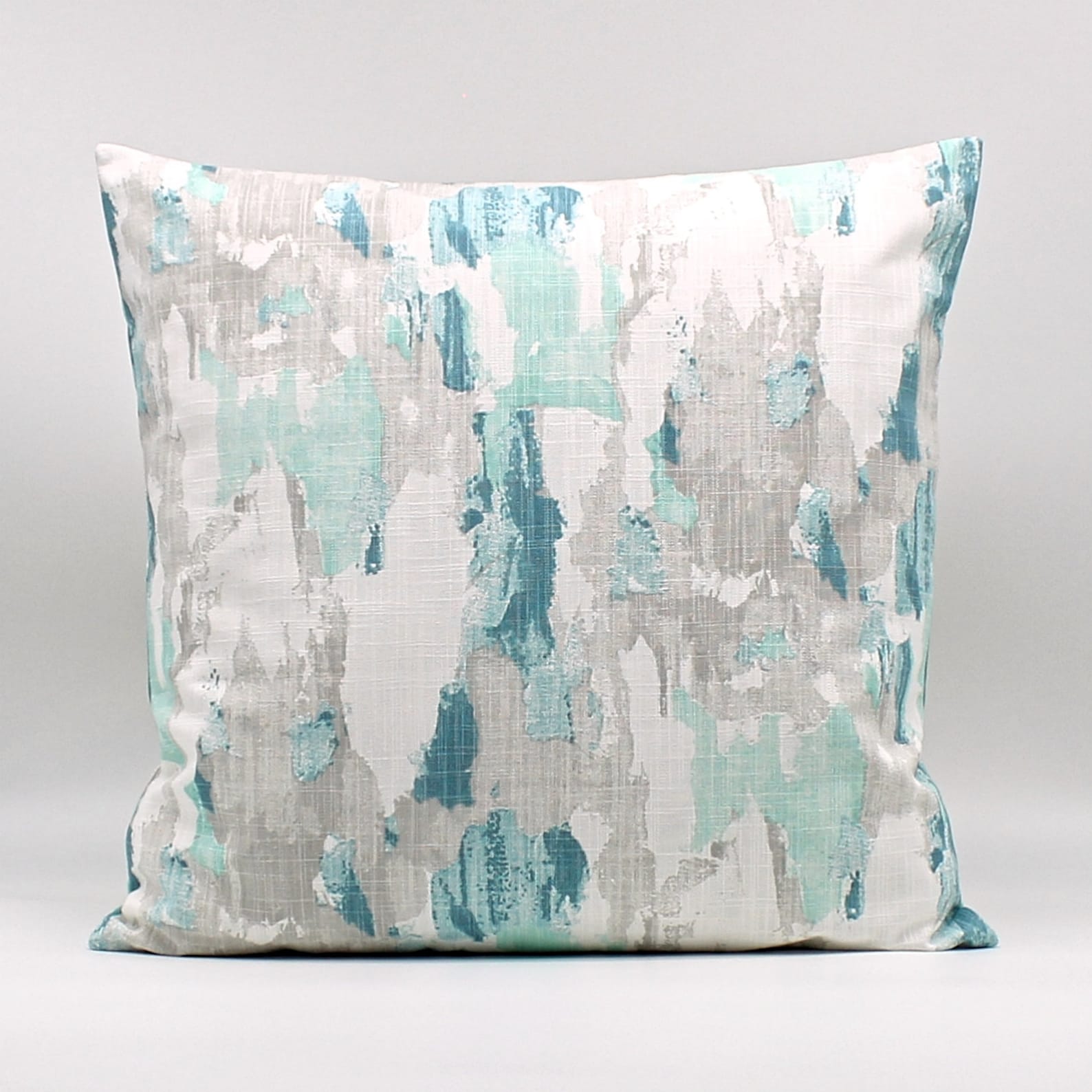Aqua Throw Pillow Cover Aqua Teal Gray Pillow Modern Pillow Etsy