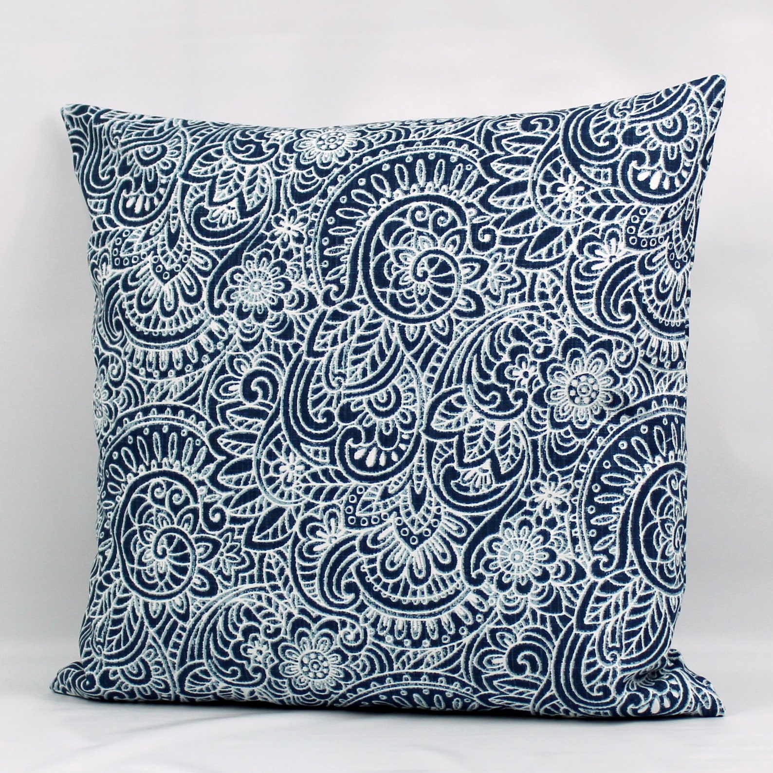 Navy Blue Paisley Throw Pillow Cover Navy Blue Pillow Cover - Etsy