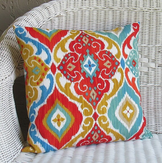 Colorful Outdoor Throw Pillow Cover Multi Color Outdoor Etsy