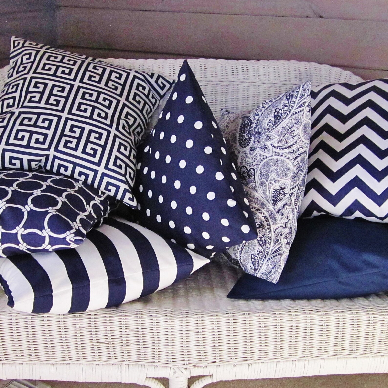 Navy Stripe Pillow Cover Decorative Throw Accent Indigo White Etsy