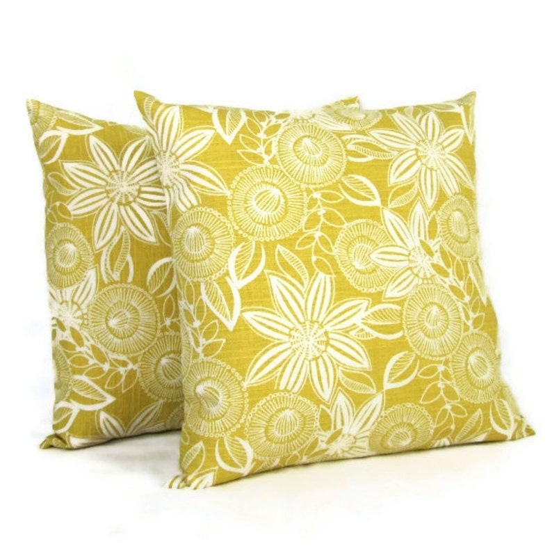 Yellow Floral Pillow Cover Yellow Pillow Yellow Cushion Etsy