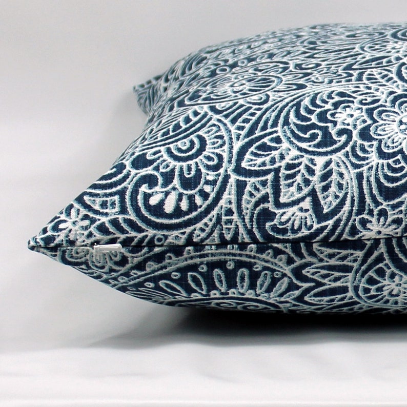 Navy Blue Paisley Throw Pillow Cover Navy Blue Pillow Cover Etsy
