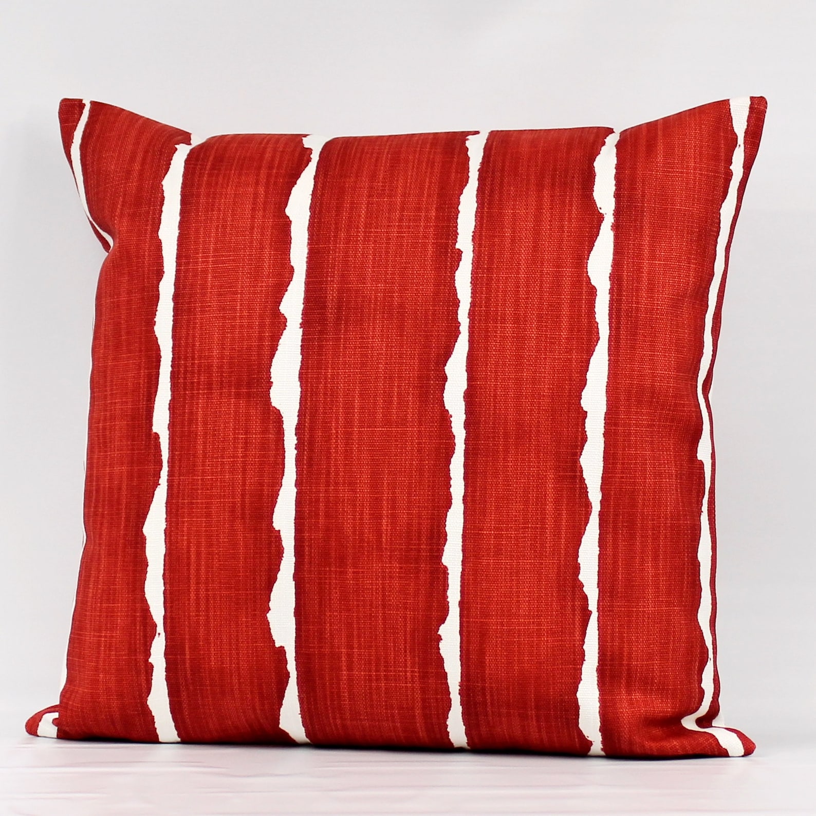 Red Stripe Pillow Cover Red Pillow Red White Stripe Pillow Etsy
