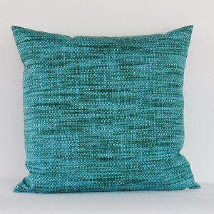 Outdoor Pillow Cover, Teal Decorative Throw Pillow, Outdoor Accent Pillow, Patio Pillow, Porch Pillow, Deck Pillow, Green, Lumbar, Zipper image 1