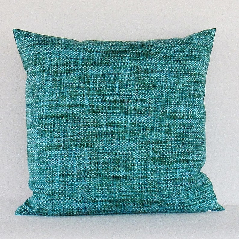 Outdoor Pillow Cover, Teal Decorative Throw Pillow, Outdoor Accent Pillow, Patio Pillow, Porch Pillow, Deck Pillow, Green, Lumbar, Zipper image 1