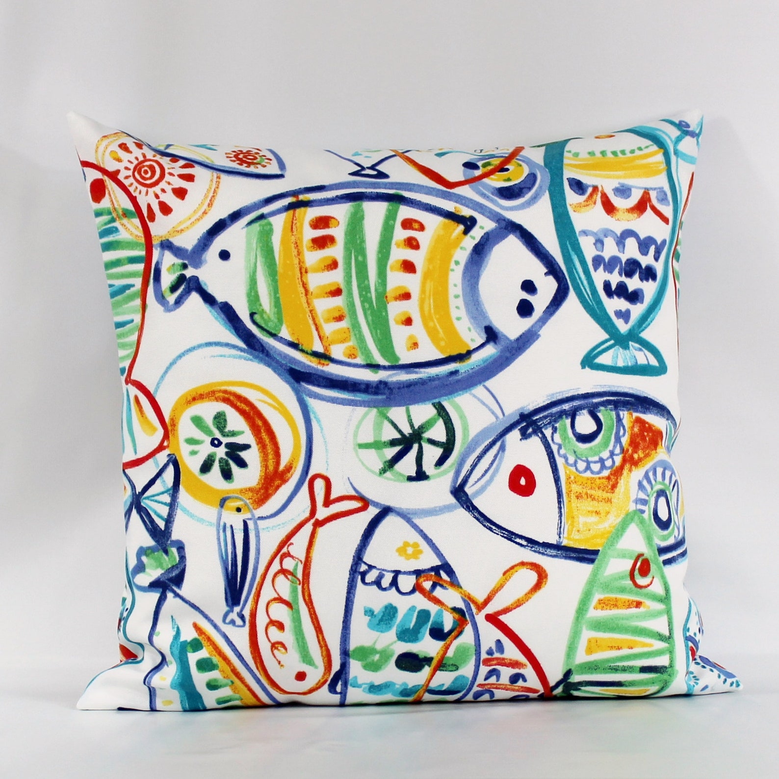 Beach House Outdoor Pillow Cover Fish Pillow Cover Nautical Etsy