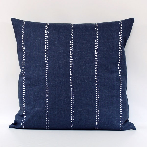 Navy Striped Pillow Etsy