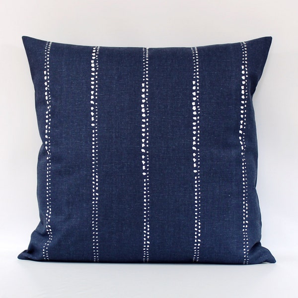 Navy Stripe Throw Pillow Cover, Navy Pillow, Navy White Pillow, Navy Lumbar Pillow, Coastal Living, Beach Pillow, Navy Blue Pillow, Zipper