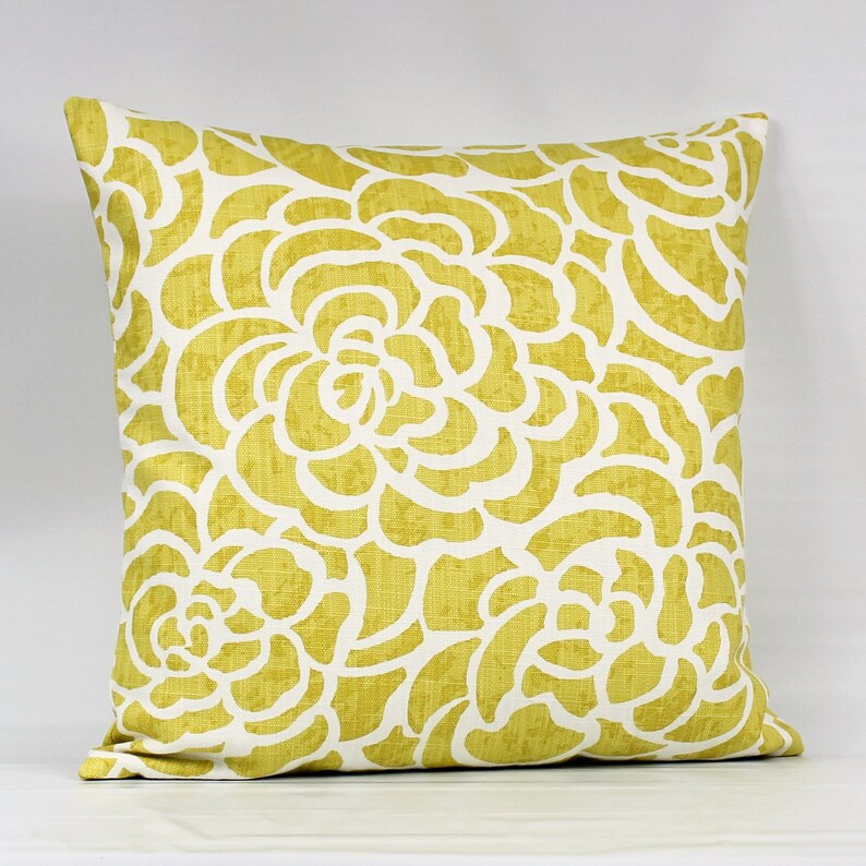 Yellow Floral Throw Pillow Cover Yellow Pillows Yellow White Etsy