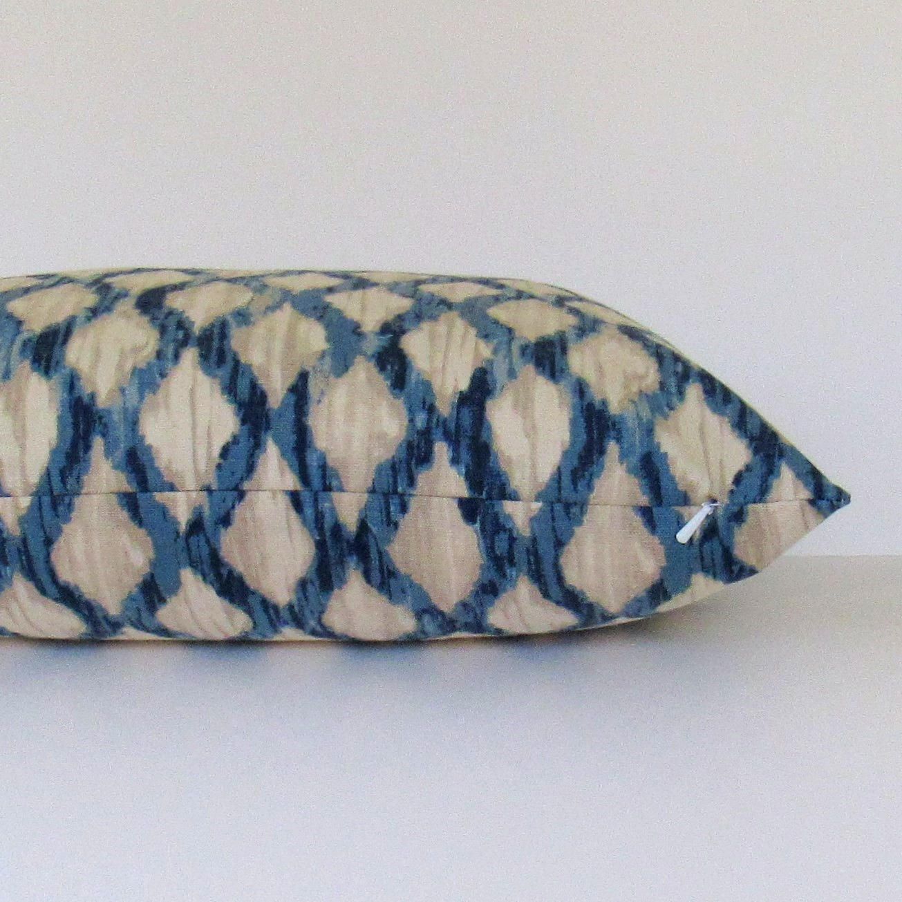 Blue Pillow Cover Blue Lattice Pillow Navy Pillow Teal Etsy