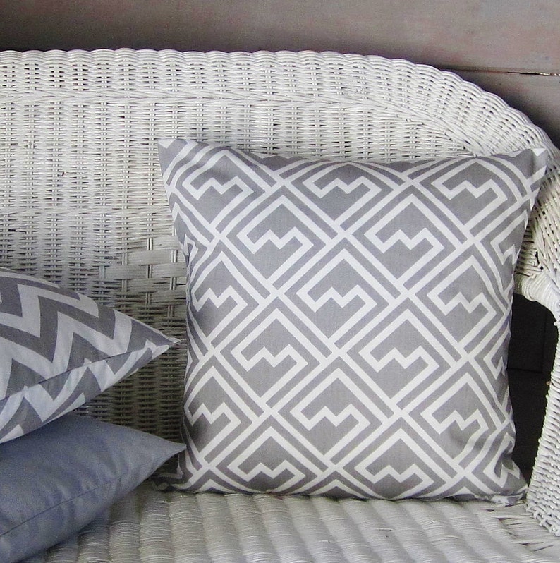Gray Throw Pillow Cover Gray White Decorative Pillow Gray Etsy