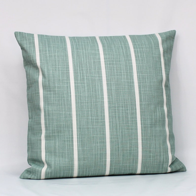 Sage Green Striped Throw Pillow Cover Sage Green Ivory Etsy