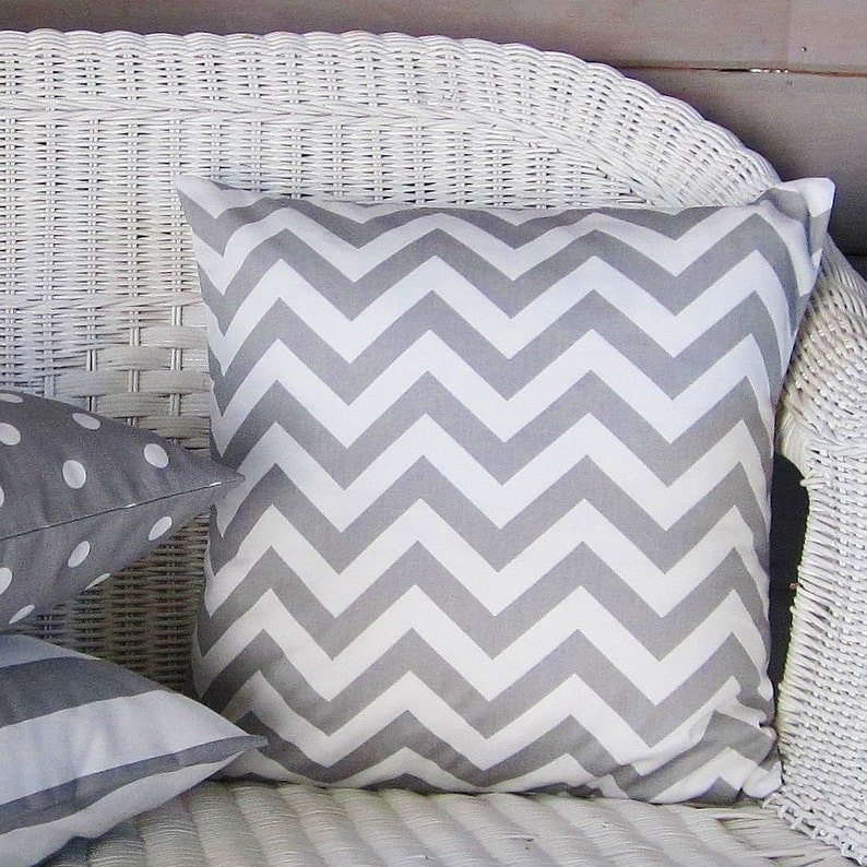 Gray Chevron Pillow Cover Decorative Throw Accent Sofa Bed Etsy