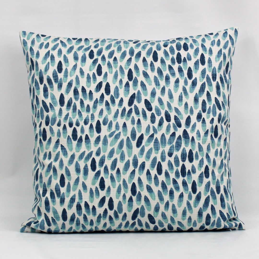 Navy Aqua Throw Pillow Cover, Navy Pillow Cover, Aqua Pillow Cover