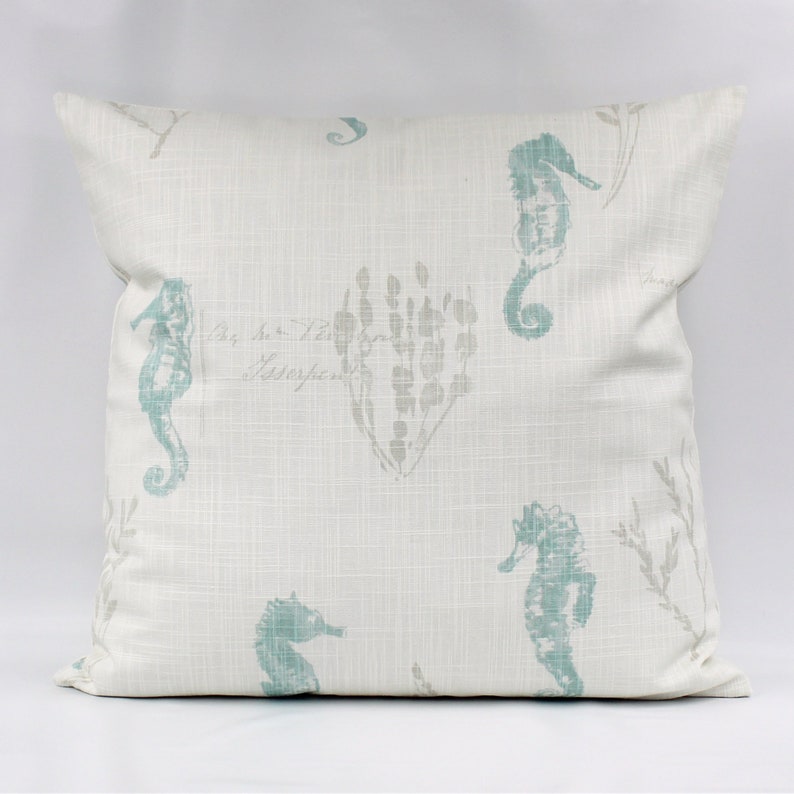 Aqua kustnära örngott, strandhusörngott, nautiskt örngott, havsskumkudde, sjöstjärna, fisk, korall, sjöhäst, dragkedja 5.  Seahorse