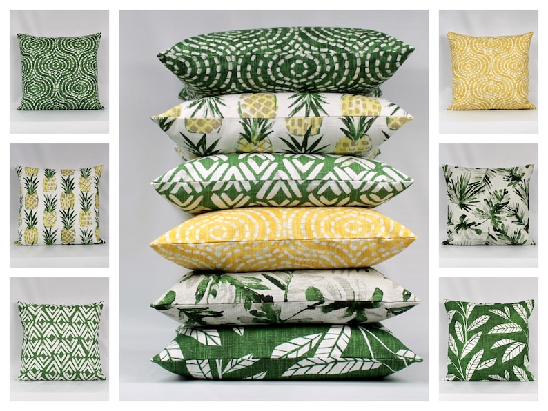 Pineapple Pillow Yellow Green Throw Pillow Tropical Pillow Etsy