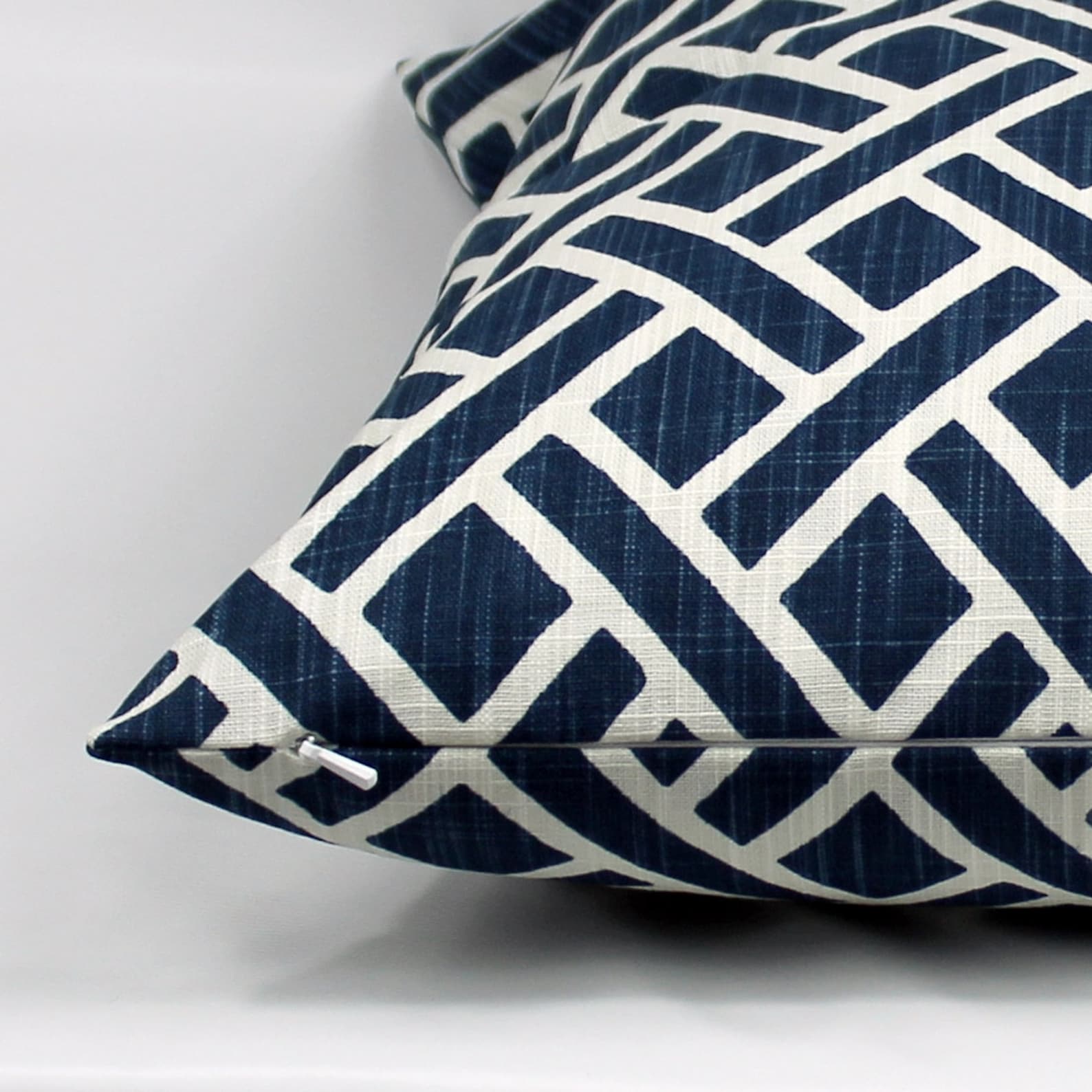 Navy Blue Throw Pillow Cover Navy Lattice Pillow Cover Navy Etsy