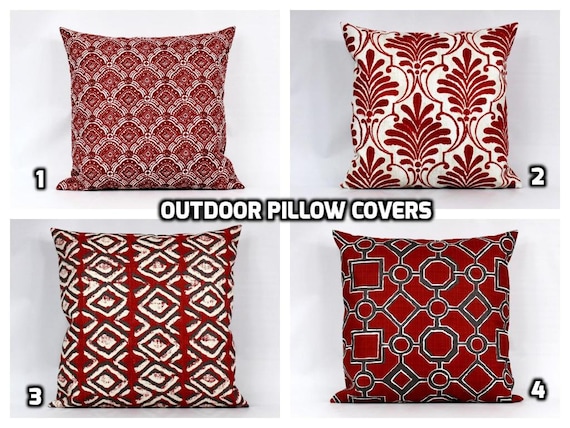 red outdoor pillow covers