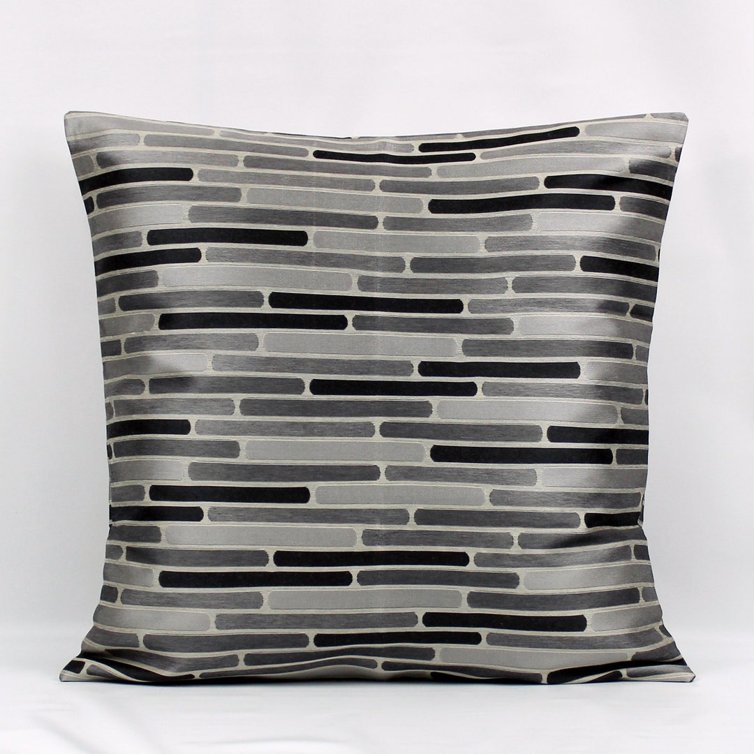 Gray Pillow Cover, Gray Black Pillow Cover, Gray Throw Pillow, Black Silver Pillow, Cushion
