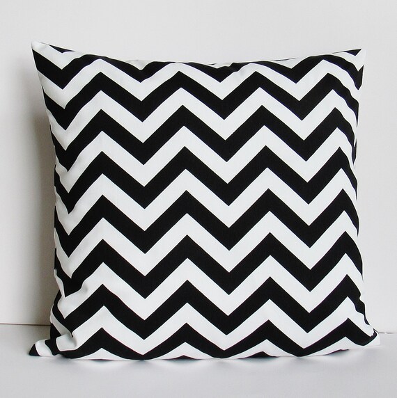 Black Chevron Throw Pillow Cover Zig Zag Decorative Throw Accent Sofa Bed 16x16 18x18 20x20 22x22 12x16 12x18 12x20 14x22 White Zipper Etsy