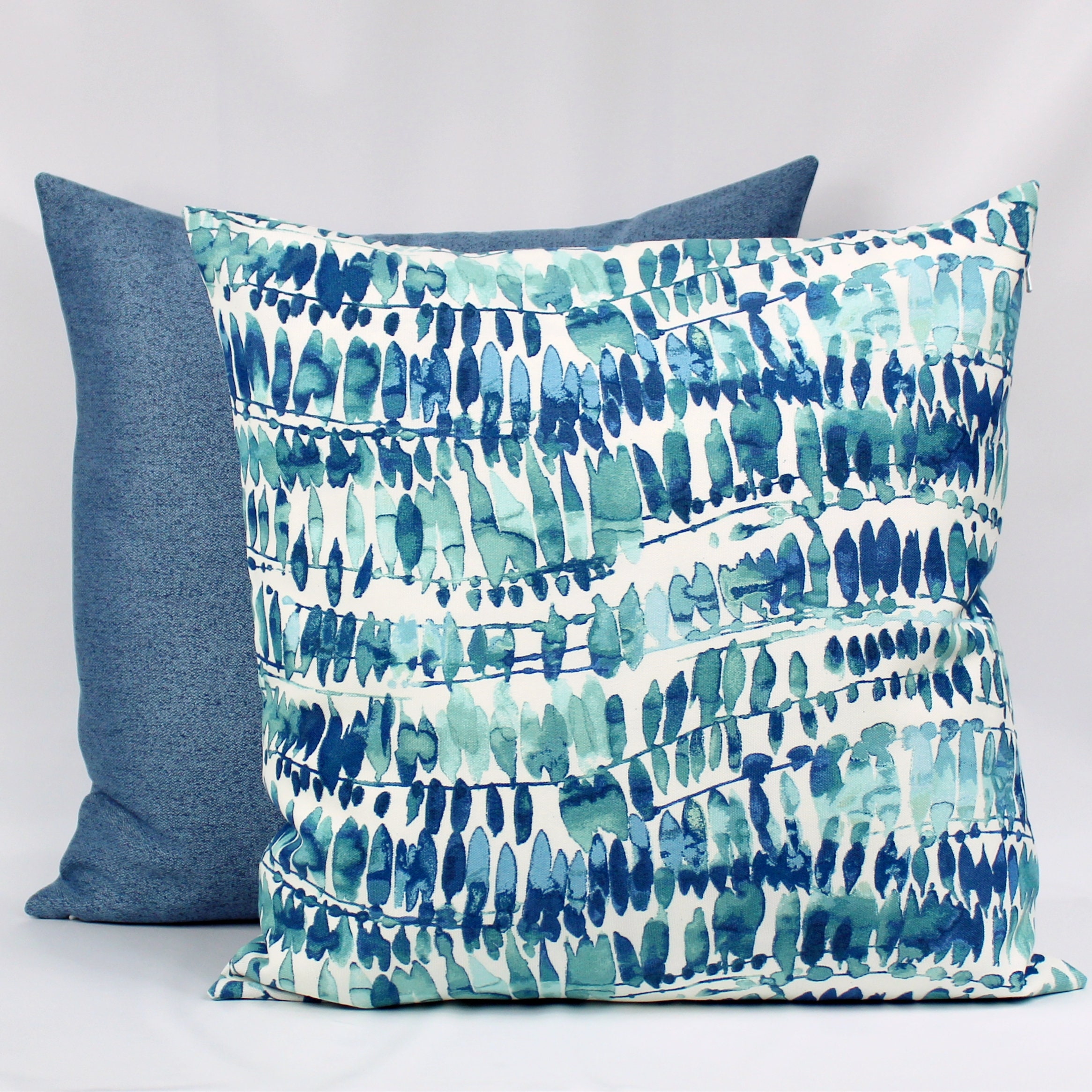 Navy Teal Outdoor Pillow Cover Blue Outdoor Pillow Outdoor Etsy