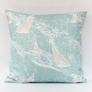Sailboat Throw Pillow Cover, Seaglass Pillow, Aqua Lattice Pillow, Seafoam, Spa Green, Spa Blue White Taupe, Lumbar, Coastal Pillow, Zipper