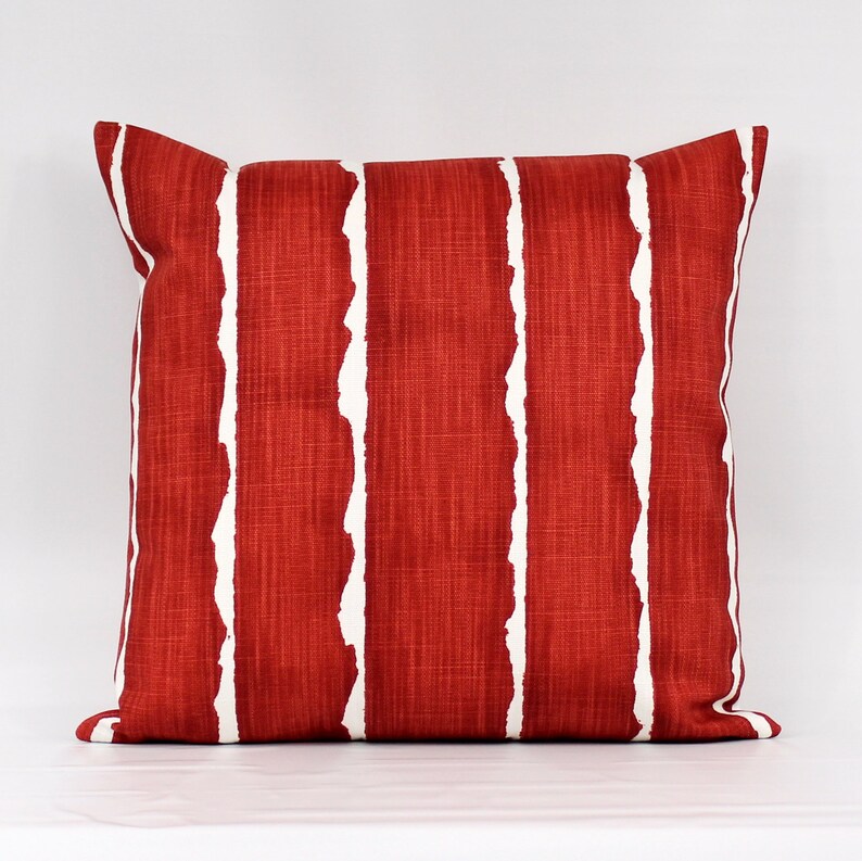Red Stripe Pillow Cover Red Pillows Red White Pillow Red Etsy