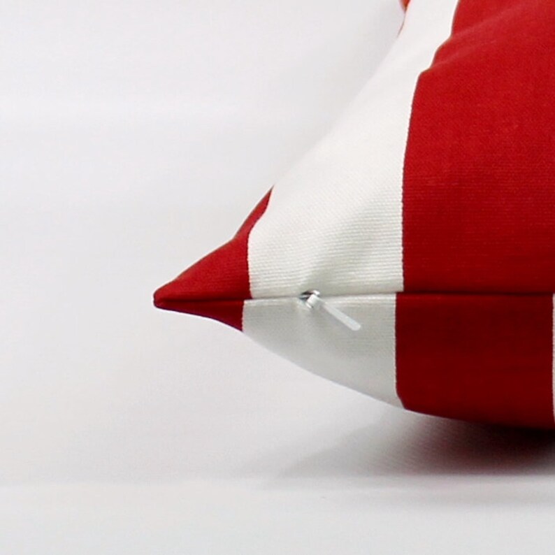 Red Stripe Pillow Cover Red Striped Pillow Red White Pillow Etsy