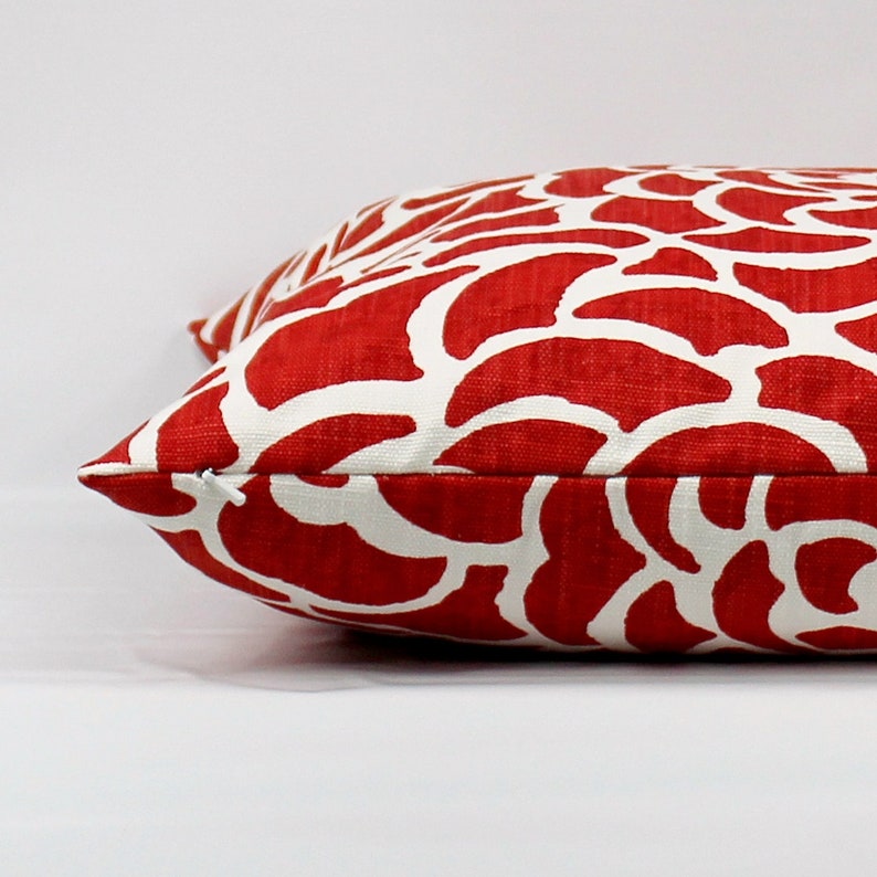 Red Throw Pillow Cover Red Pillows Red Floral Pillow Red Etsy