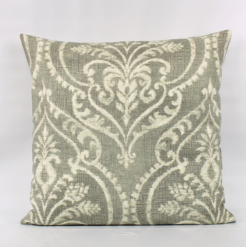 Gray Pillow Cover Gray Damask Pillow Cover Gray Throw Pillow Etsy