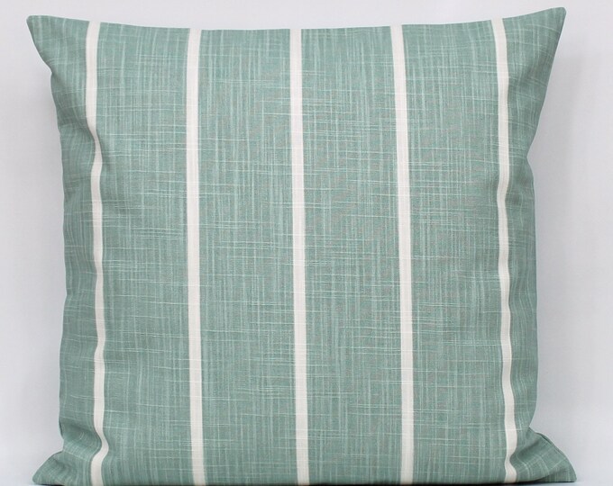 Sage Green Striped Throw Pillow Cover, Sage Green Ivory Pillow, Sage Ivory Decorative Pillow