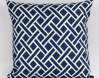 Navy Blue Throw Pillow Cover, Navy Lattice Pillow Cover, Navy Pillow Cover, Navy Couch Pillow, Navy Lumbar Pillow, Navy Blue Accent, Zipper