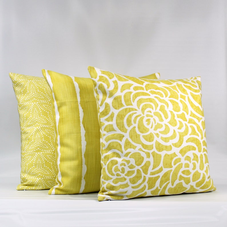 Yellow Striped Throw Pillow Cover Yellow Pillows Yellow Etsy