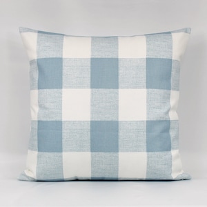 Blue Buffalo Plaid Pillow Cover, Blue Buffalo Check, Blue Throw Pillow, Blue Farmhouse Pillow, Gingham Pillow, 3 Inch Square, Zipper