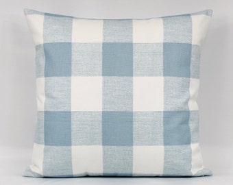 Blue Buffalo Plaid Pillow Cover, Blue Buffalo Check, Blue Throw Pillow, Blue Farmhouse Pillow, Gingham Pillow, 3 Inch Square, Zipper