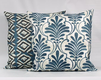Blue Outdoor Pillow Cover, Blue Outdoor Pillow, Blue Coordinating Pillows, Blue Decorative Throw Pillow, Accent Patio Sunroom Lumbar Zipper