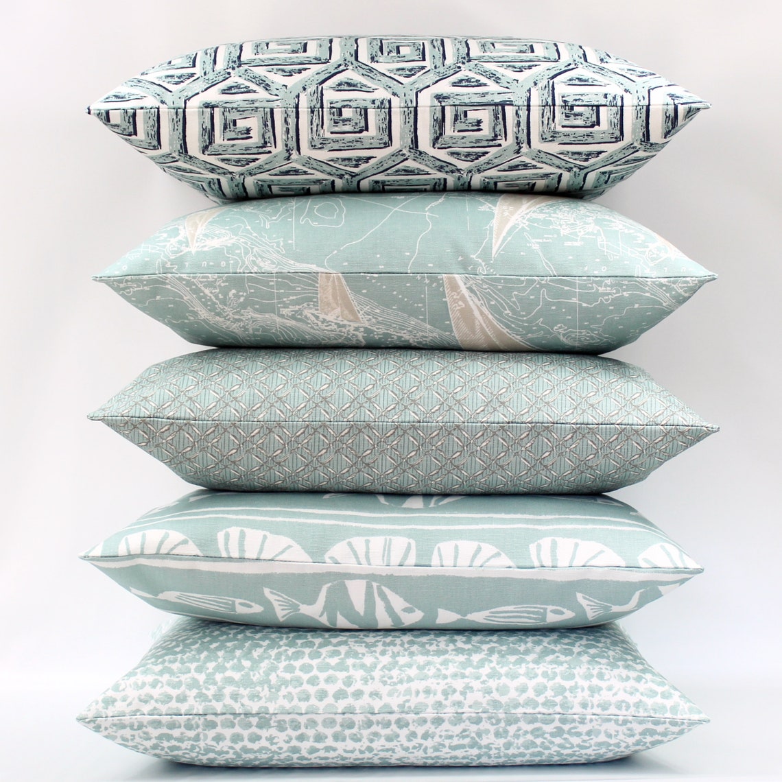 Aqua Throw Pillow Cover Aqua Pillow Lattice Pillow Seaglass Etsy