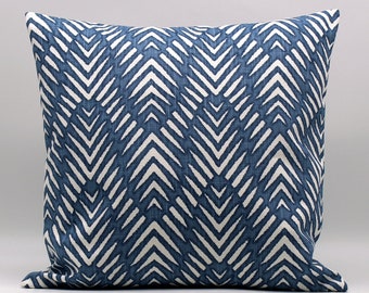 Marinblått vitt örngott, Marinblå kudde, Marinblått kuddfodral, Matchande kuddar, Accentkudde, Geometrisk, Denim, Dragkedja