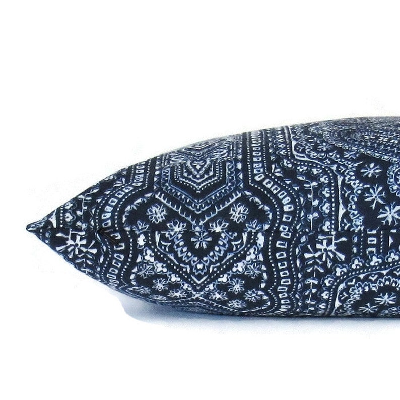 Navy Blue Pillow Cover Paisley Decorative Throw Cushion Sofa Etsy