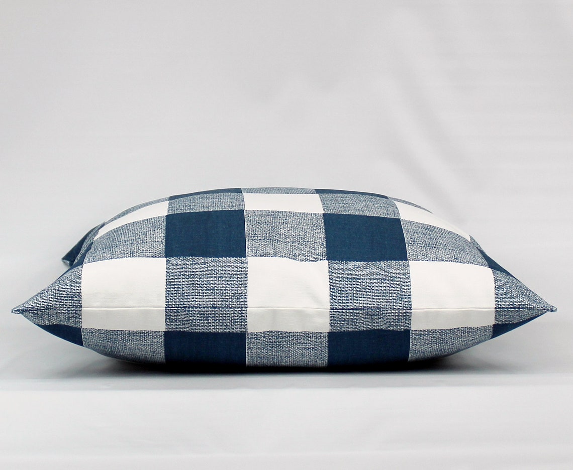 Navy Buffalo Plaid Pillow Cover Navy Buffalo Check Navy Etsy