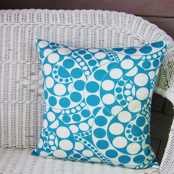 Turquoise Pillow Cover Decorative Throw Accent 16x16 18x18 20x20 22x22 12x16 12x18 12x20 14x22 Accent Toss Geometric Circles Zipper
